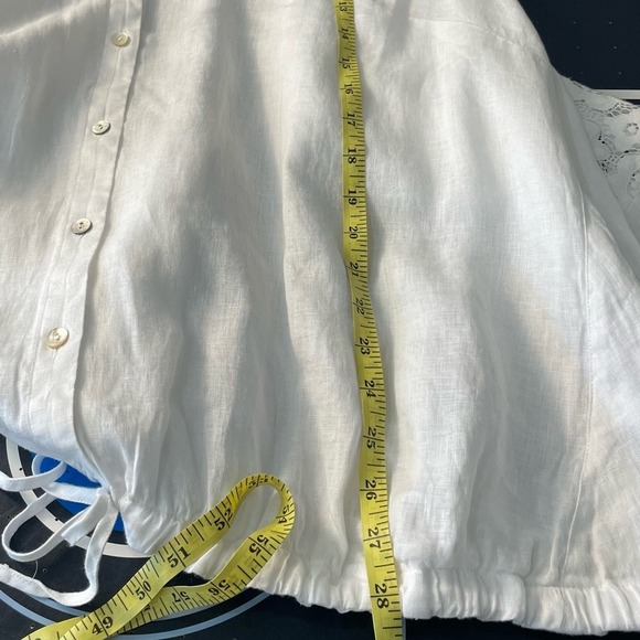 J Jill Love Linen Long Lace Sheer Sleeves Button Down Top Size 3X‎ White Coastal - Picture 14 of 14